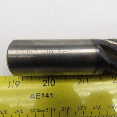 Hanita 1" Diam. 5 Flute Spiral Roughing End Mill M42 Cobalt 1" Weldon 2" LOC