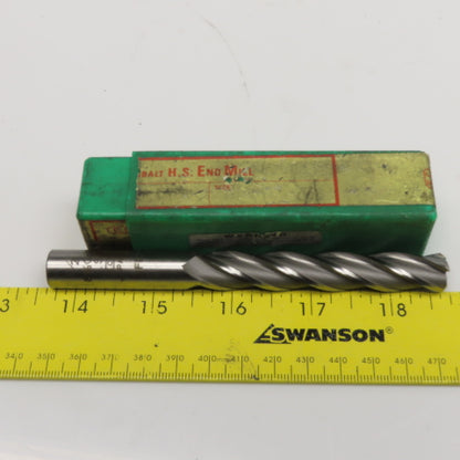 E.C EMX416 1/2" Diam. 4 Flute Spiral End Mill 1/2" Weldon 3" LOC 5" OAL
