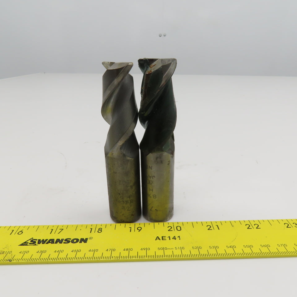 7/8" Diam. 2 Flute Spiral End Mill 7/8" Weldon 2" LOC 4" OAL Lot Of 2