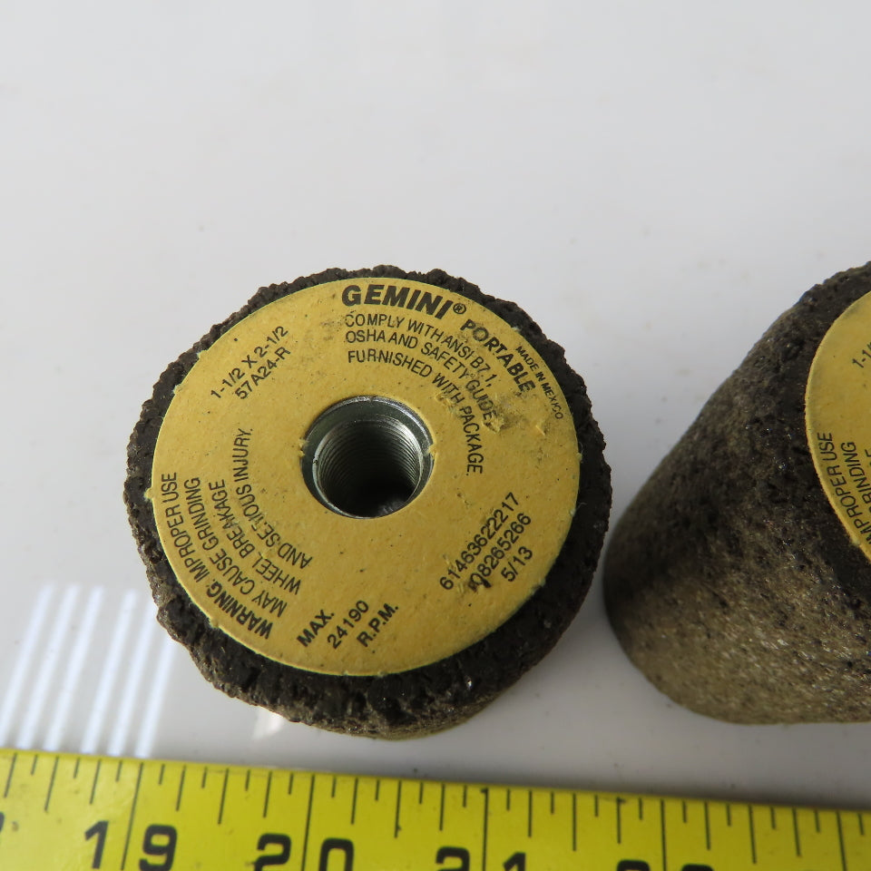 Gemini 57A24-R Portable Snagging Plug 1-1/2"x2-1/2"x3/8-24 Thread 24 Grit Lot/4