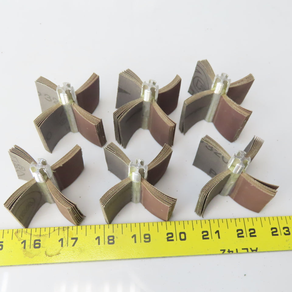 2-1/2" Diameter 4 Bondle 320 Grit Flapwheel Sander 1/2-20 Thread Lot of 6