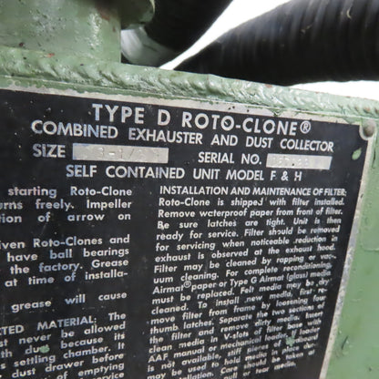 AFF International Roto-Clone 3-1/2" Exhauster Dust Collector 208-220/480V 3Ph