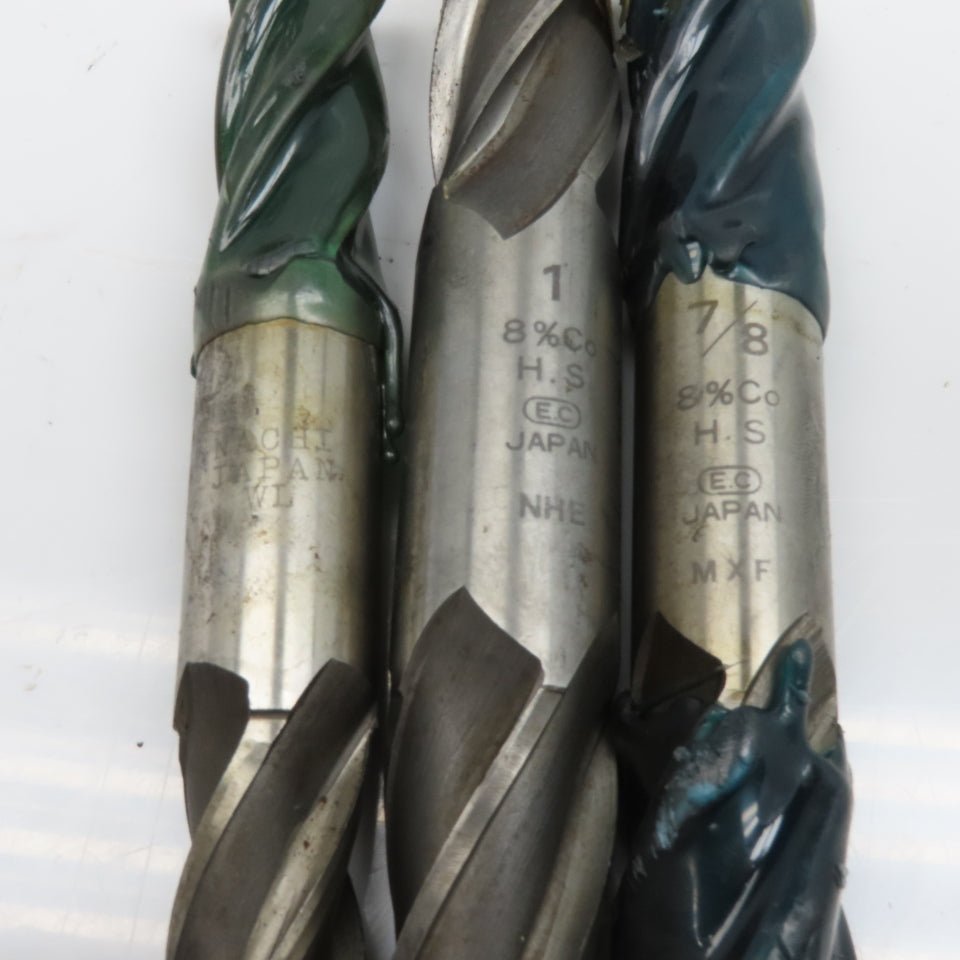 Double Ended End Mill 4 Flute Spiral 13/16", 7/8", 1" Lot Of 3