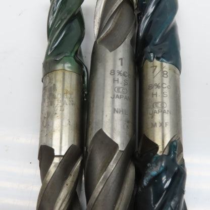 Double Ended End Mill 4 Flute Spiral 13/16", 7/8", 1" Lot Of 3