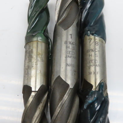 Double Ended End Mill 4 Flute Spiral 13/16", 7/8", 1" Lot Of 3