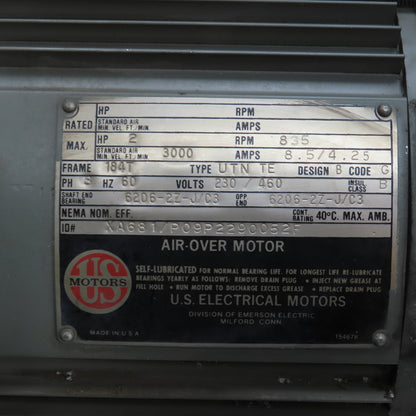 US Electrical 2HP Double Squirrel Cage Fan 230/460V 835RPM 15-1/2" Dia