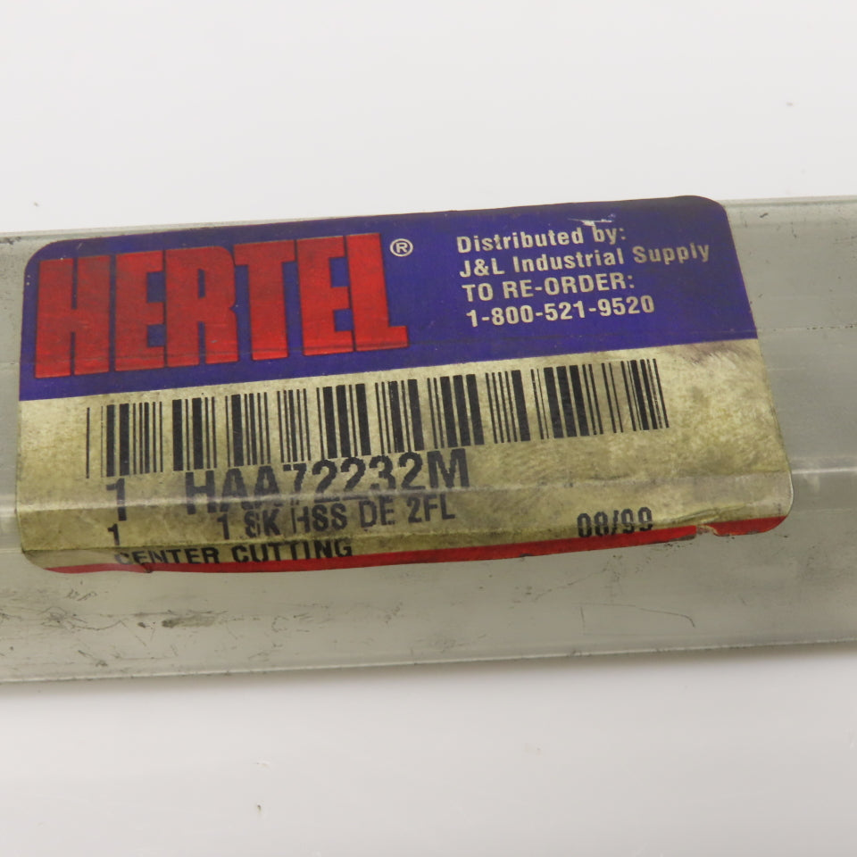 Hertel 1" Diam 2 Flute Spiral Double Ended End Mill 5.567 Lead 1-3/4" LOC
