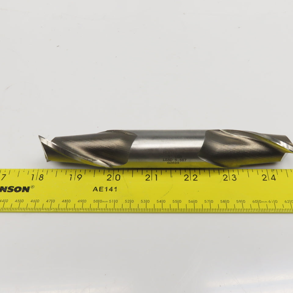 Hertel 1" Diam 2 Flute Spiral Double Ended End Mill 5.567 Lead 1-3/4" LOC