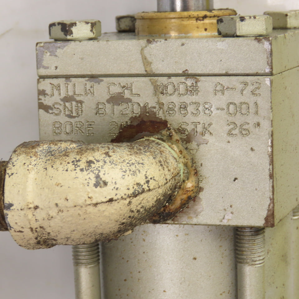 Milwaukee Model A-72 Hydraulic Cylinder 2" Bore 26" Stroke 5/8" Rod 250 PSI