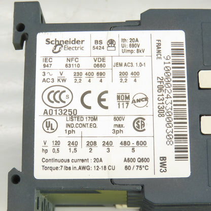 Schneider LP4K09 Contactor 600V 20A Lot Of 2