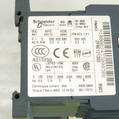 Schneider LP4K09 Contactor 600V 20A Lot Of 2