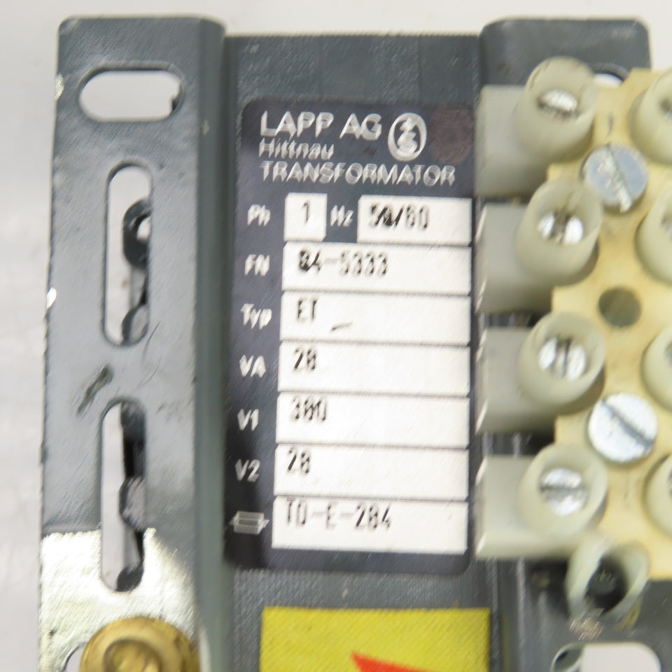 Lapp 84-5333 ET Hittnau Transformer TD-E-284 Pri 380V Sec 28V