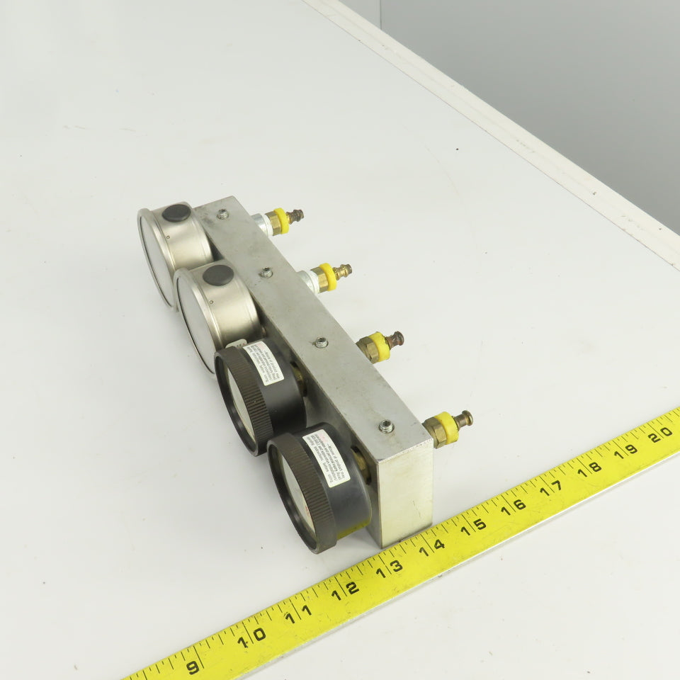 Ashcroft 0-30 PSI Block Mounted  4 Gauge Pressure Monitor Assy.