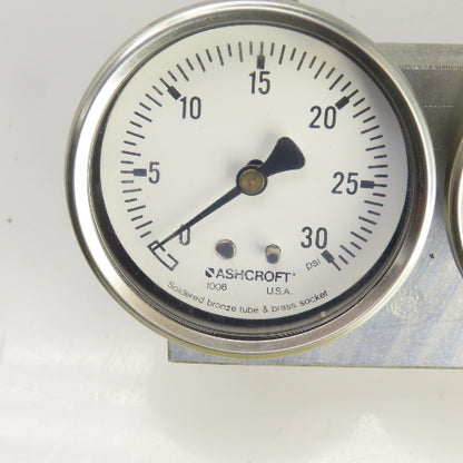 Ashcroft 0-30 PSI Block Mounted  4 Gauge Pressure Monitor Assy.