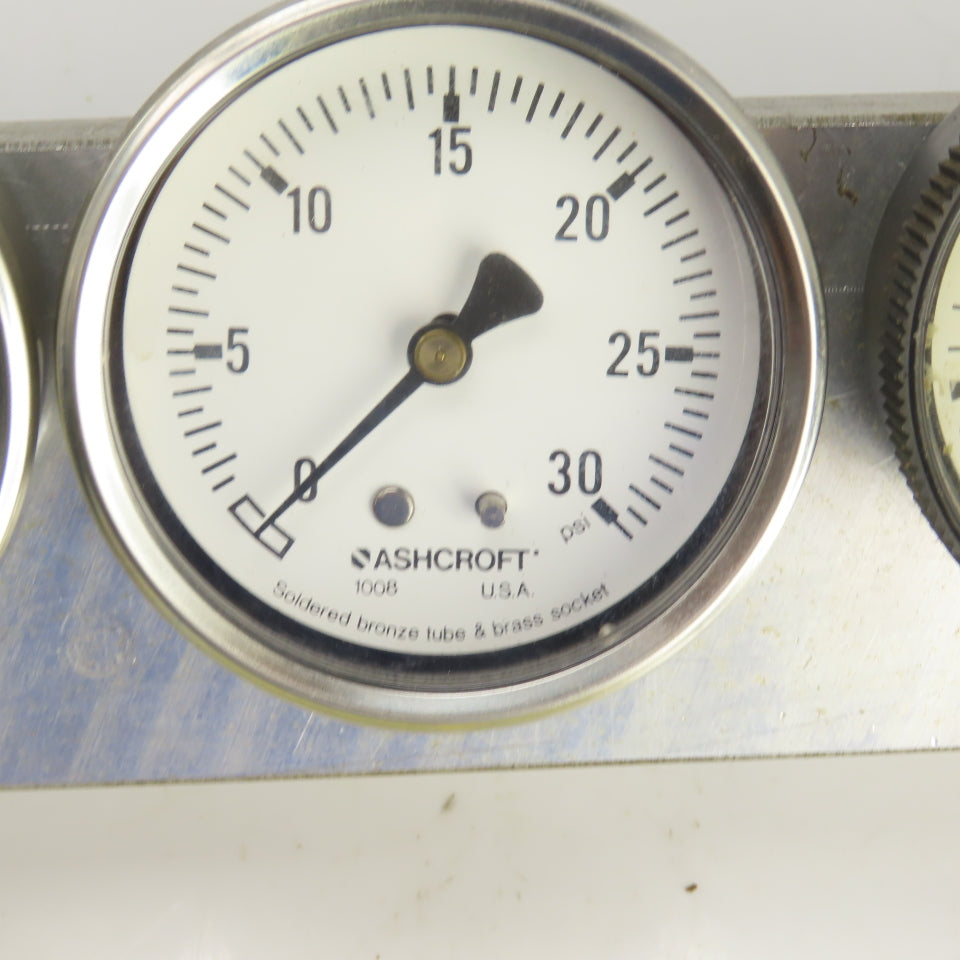Ashcroft 0-30 PSI Block Mounted  4 Gauge Pressure Monitor Assy.