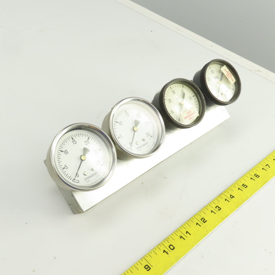 Ashcroft 0-30 PSI Block Mounted  4 Gauge Pressure Monitor Assy.