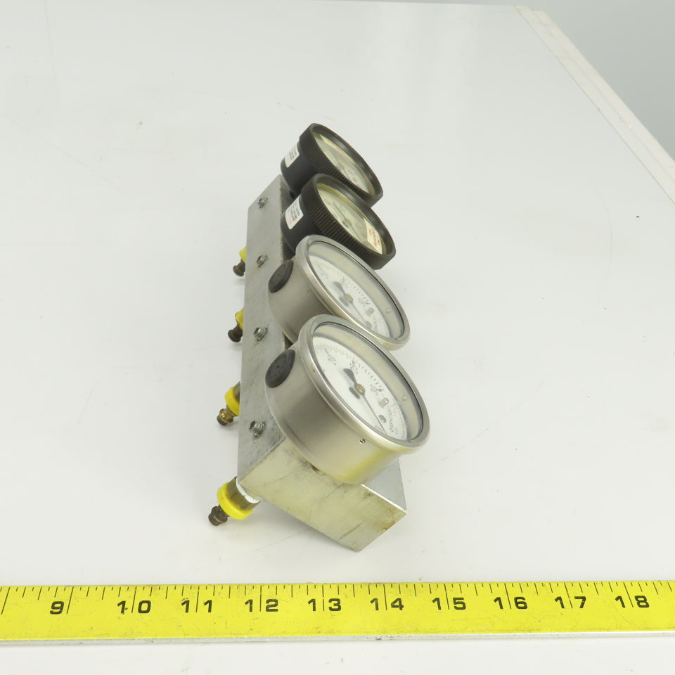 Ashcroft 0-30 PSI Block Mounted  4 Gauge Pressure Monitor Assy.