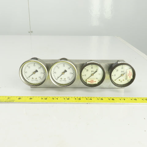 Ashcroft 0-30 PSI Block Mounted  4 Gauge Pressure Monitor Assy.