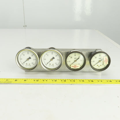 Ashcroft 0-30 PSI Block Mounted  4 Gauge Pressure Monitor Assy.