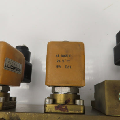 Lucifer 8 Way Solenoid Controlled Distributor Brass Valve Manifold 24VDC Coil