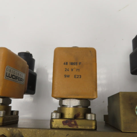Lucifer 8 Way Solenoid Controlled Distributor Brass Valve Manifold 24VDC Coil