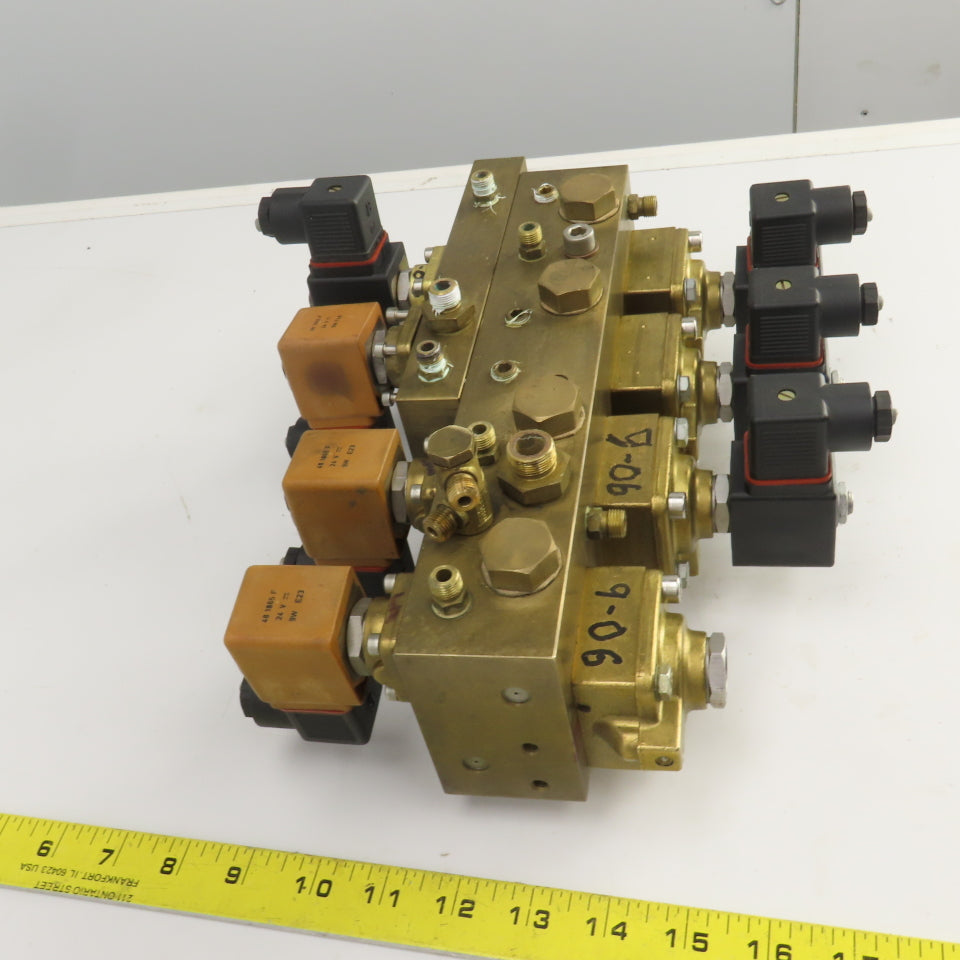 Lucifer 8 Way Solenoid Controlled Distributor Brass Valve Manifold 24VDC Coil