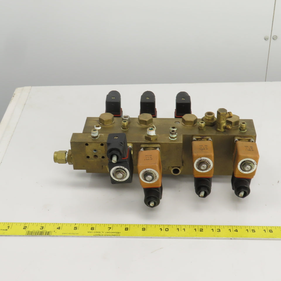 Lucifer 8 Way Solenoid Controlled Distributor Brass Valve Manifold 24VDC Coil