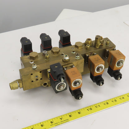 Lucifer 8 Way Solenoid Controlled Distributor Brass Valve Manifold 24VDC Coil