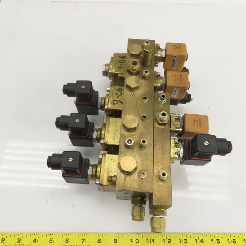 Lucifer 8 Way Solenoid Controlled Distributor Brass Valve Manifold 24VDC Coil