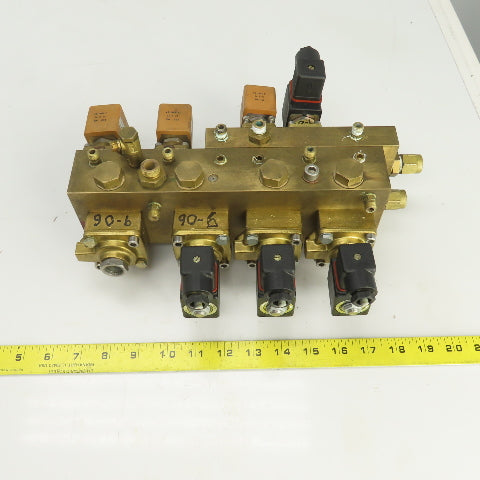 Lucifer 8 Way Solenoid Controlled Distributor Brass Valve Manifold 24VDC Coil