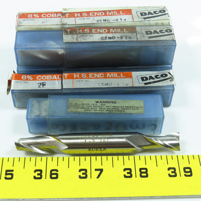 Daco CEMD-214 7/16" Cobalt Square End Mill Double End 2F 1/2" Dia Shank Lot of 6