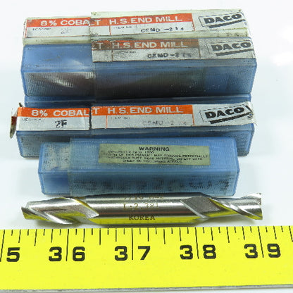 Daco CEMD-214 7/16" Cobalt Square End Mill Double End 2F 1/2" Dia Shank Lot of 6