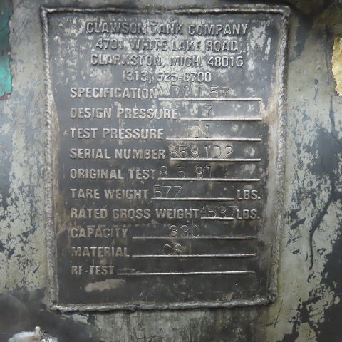 Clawson Tank Co. 330 Gallon Pneumatic Vacuum Coolant Cleanup Storage Tank