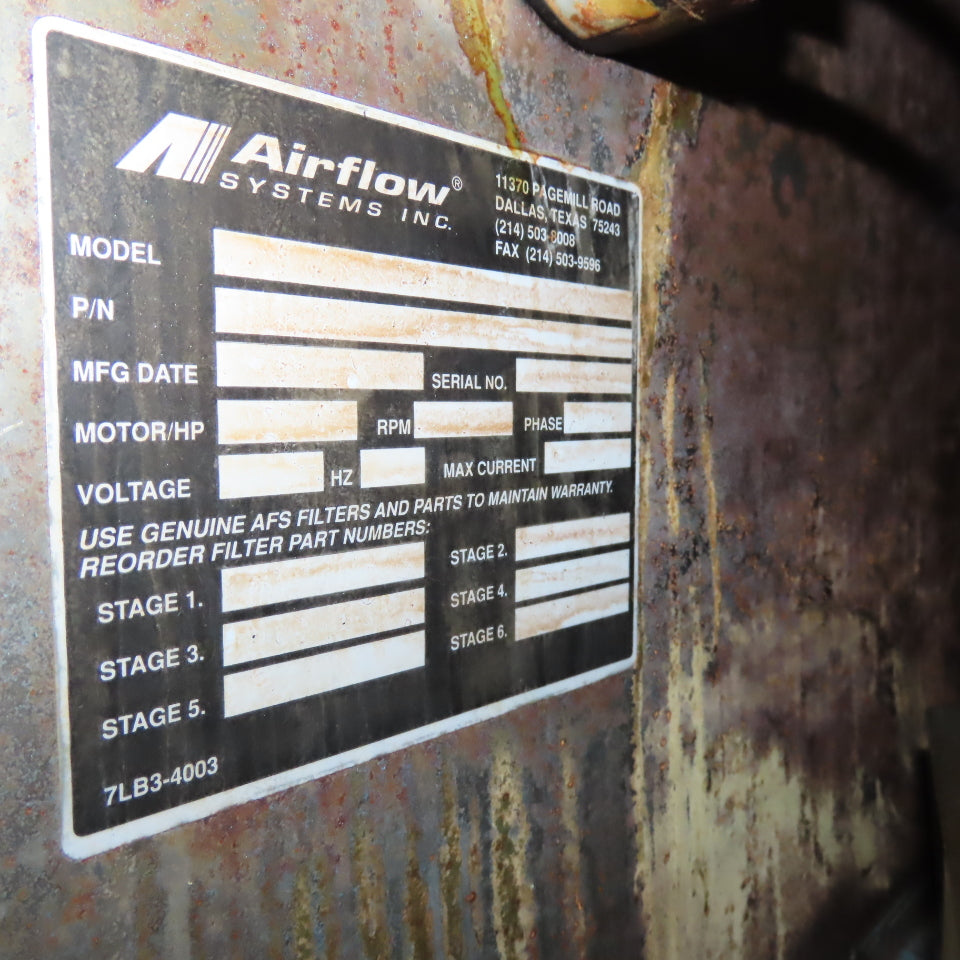 Airflow 1200 VOM 1200 CFM Cabinet Mist Collector 1.5Hp 208-230/460V 3Ph