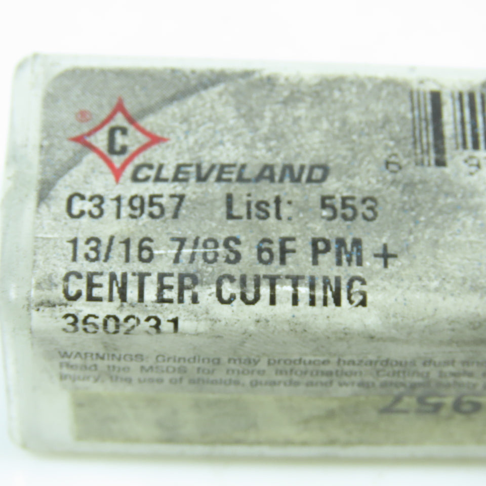Cleveland C31957 13/16" 4 Flute Spiral Square End Mill HSS 7/8" Weldon 2" LOC