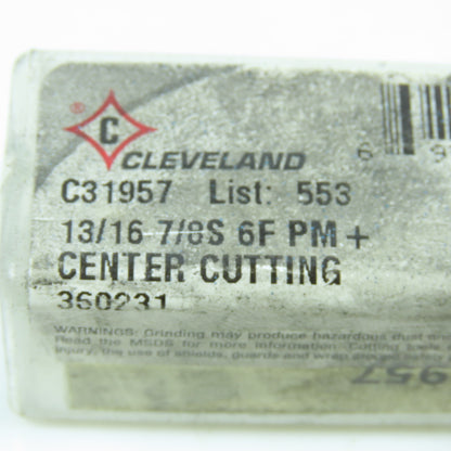 Cleveland C31957 13/16" 4 Flute Spiral Square End Mill HSS 7/8" Weldon 2" LOC