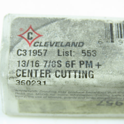 Cleveland C31957 13/16" 4 Flute Spiral Square End Mill HSS 7/8" Weldon 2" LOC