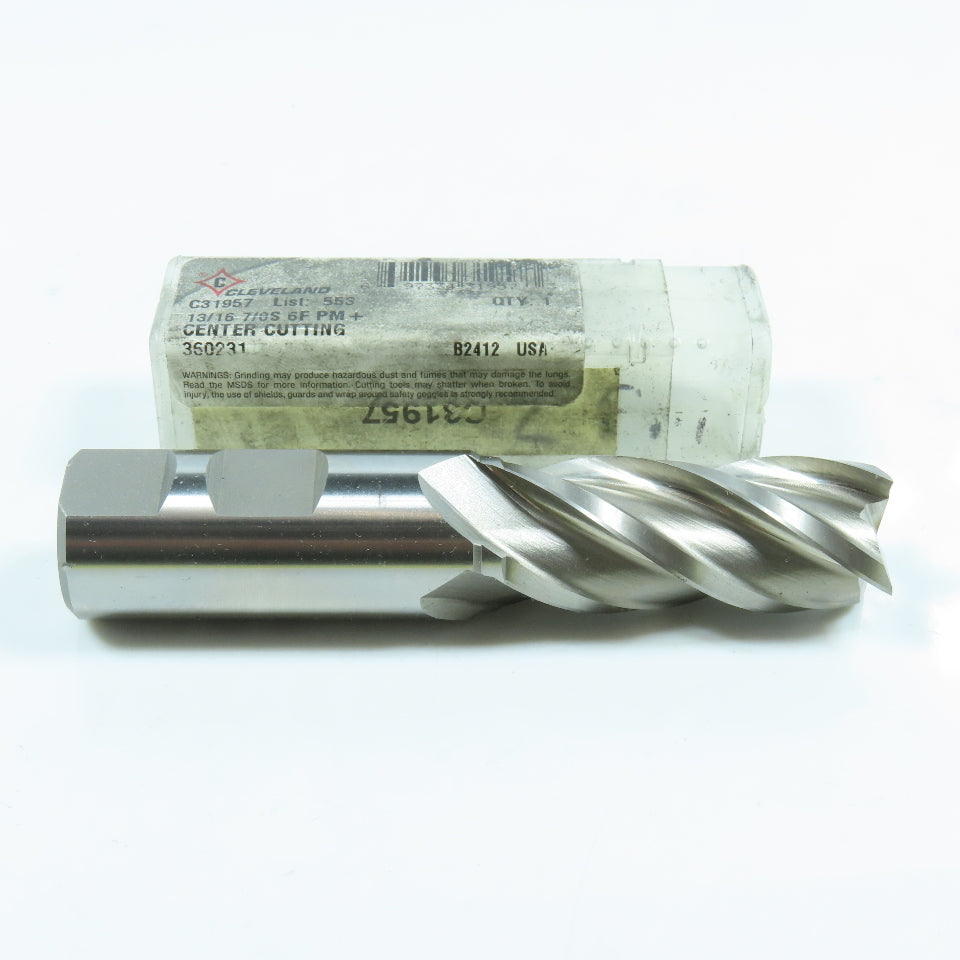 Cleveland C31957 13/16" 4 Flute Spiral Square End Mill HSS 7/8" Weldon 2" LOC