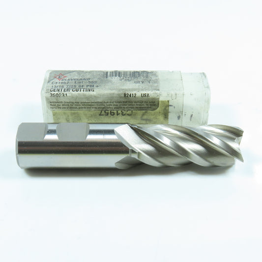Cleveland C31957 13/16" 4 Flute Spiral Square End Mill HSS 7/8" Weldon 2" LOC