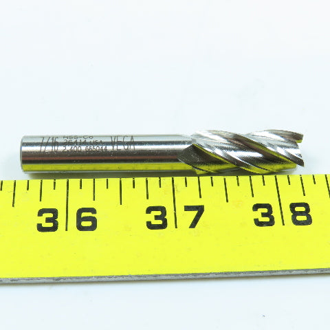 7/16" 4 Flute Spiral Square End Mill HSS 3/8" Weldon 2"LOC 2-11/16"OAL USA Lot/2