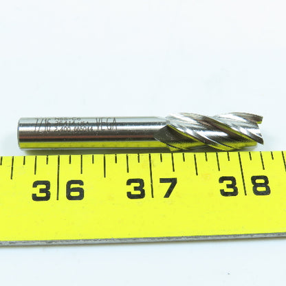 7/16" 4 Flute Spiral Square End Mill HSS 3/8" Weldon 2"LOC 2-11/16"OAL USA Lot/2