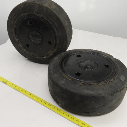 Caterpillar Model 2EC30 6 x 6 x 10-1/2 Solid Press On Tire & Wheel Lot Of 2