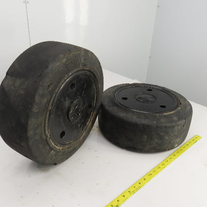 Caterpillar Model 2EC30 6 x 6 x 10-1/2 Solid Press On Tire & Wheel Lot Of 2