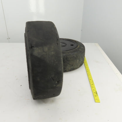 Caterpillar Model 2EC30 6 x 6 x 10-1/2 Solid Press On Tire & Wheel Lot Of 2