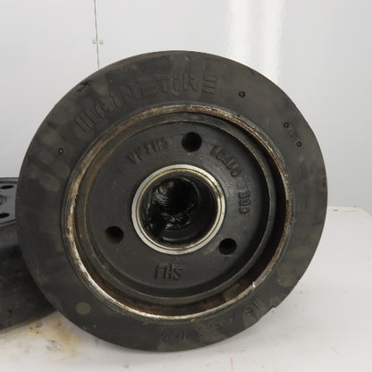Caterpillar Model 2EC30 6 x 6 x 10-1/2 Solid Press On Tire & Wheel Lot Of 2