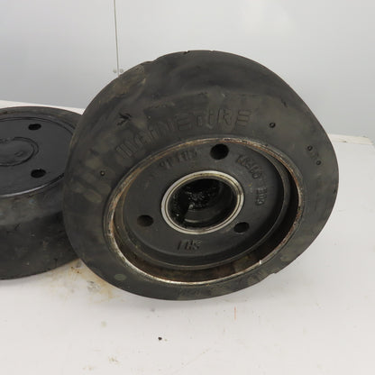Caterpillar Model 2EC30 6 x 6 x 10-1/2 Solid Press On Tire & Wheel Lot Of 2