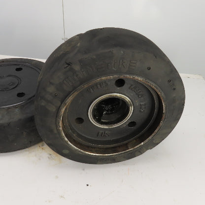 Caterpillar Model 2EC30 6 x 6 x 10-1/2 Solid Press On Tire & Wheel Lot Of 2