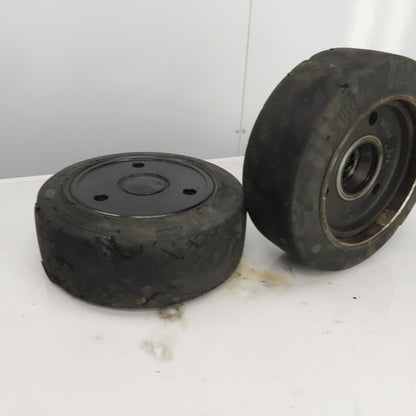 Caterpillar Model 2EC30 6 x 6 x 10-1/2 Solid Press On Tire & Wheel Lot Of 2