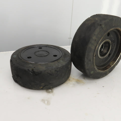 Caterpillar Model 2EC30 6 x 6 x 10-1/2 Solid Press On Tire & Wheel Lot Of 2