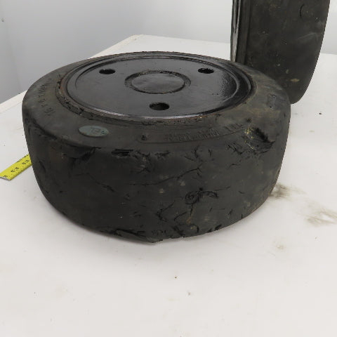 Caterpillar Model 2EC30 6 x 6 x 10-1/2 Solid Press On Tire & Wheel Lot Of 2